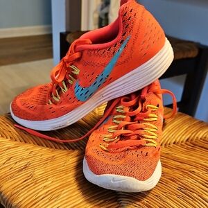 Nike Bright Orange and Teal Sneakers